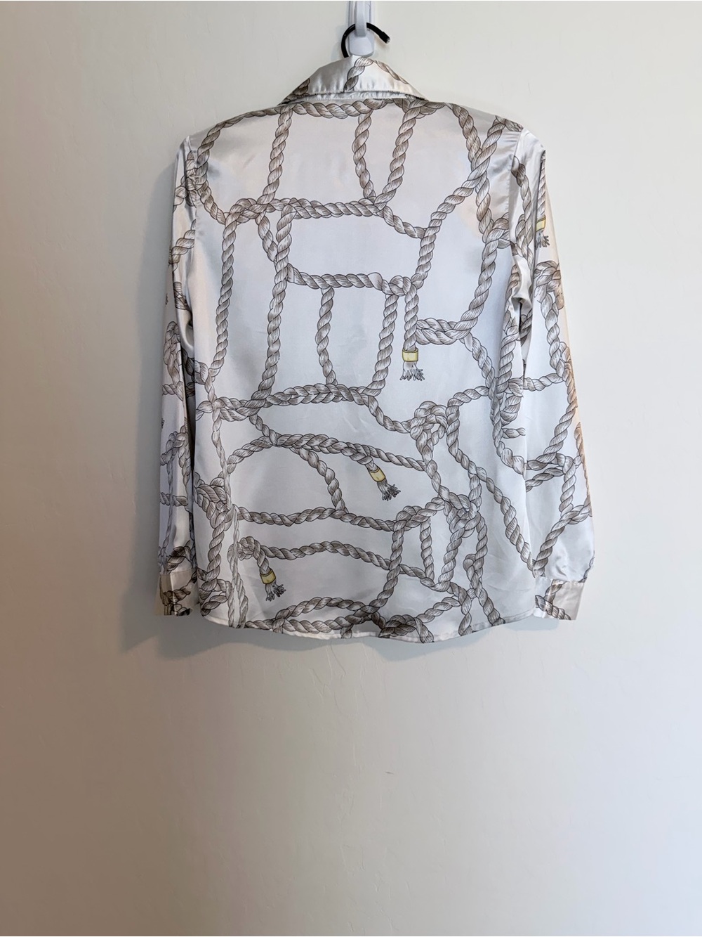 Mango White Rope-Print Button-Up Blouse - Picture 7 of 10